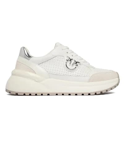 PINKO SHOES GEM 15 - SNEAKER COW SUEDE/PERFORATED WHITE SS0149P069Z1B-WHITE White