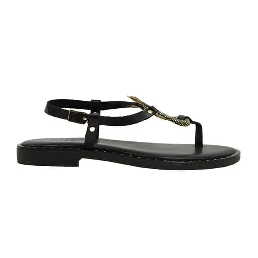 Γυναικεία σανδάλια Myconian Greek Sandals 2282 μαύρο δέρμα