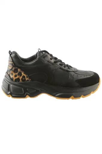 HOGL ΠΑΠΟΥΤΣΙΑ SNEAKERS ΛΕΟΠΑΡ ΛΕΠΤΟΜΕΡΕΙΑ ΜΕΤΑΛΛΙΚΟ LOGO ΜΑΥΡΟ