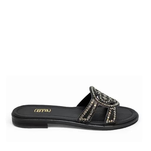 Bigshoes GA0208-01 Δερμάτινη Παντόφλα Μαύρο