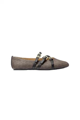 MICHAEL KORS ΠΑΠΟΥΤΣΙΑ ΜΠΑΛΑΡΙΝEΣ ΙNDY FLEX BALLET ΛΟΥΡΑΚΙΑ ALL OVER LOGO ΚΑΦΕ/ΤΑΜΠΑ