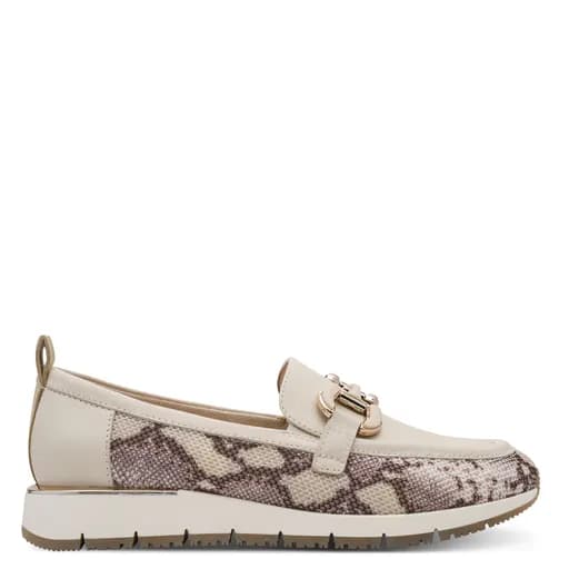 Γυναικεία Ανατομικά Δερμάτινα Sneakers Tamaris 1-24705-46 483 Μπεζ Φίδι