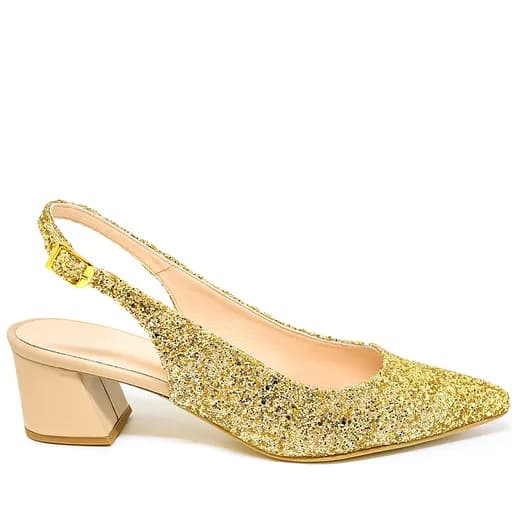 Bigshoes MX9123-06GL Δερμάτινη Γόβα Χρυσό 5.5cm