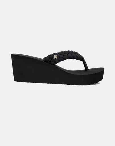 TOMMY HILFIGER TH WEDGE BRAIDED SUMMER SANDAL FW0FW09198-BDS Black