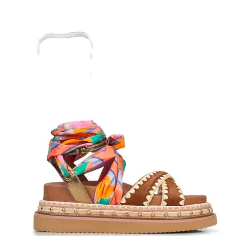 Πέδιλα-Σανδάλια γυναικεία Kurt Geiger Καφέ 5597336219 Orson Cross Scarf SDL 262