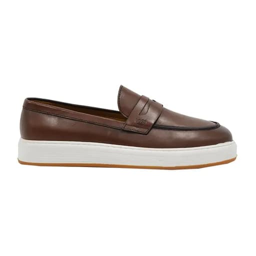Ανδρικά μοκασίνια BOSS V7169 RD BROWN PARIS ταμπά δέρμα
