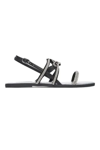 KARL LAGERFELD ΠΑΠΟΥΤΣΙΑ ΣΑΝΔΑΛΙΑ OLYMPIA ΙΙ ΣΤΡΑΣ LOGO AΣΗΜΙ