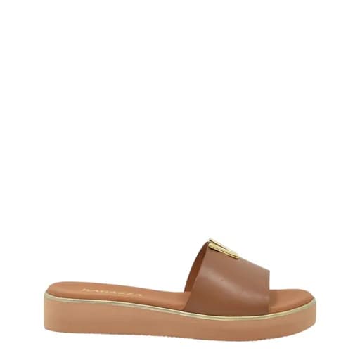 Γυναικείες παντόφλες/flatforms Ragazza 01085 ταμπά δέρμα