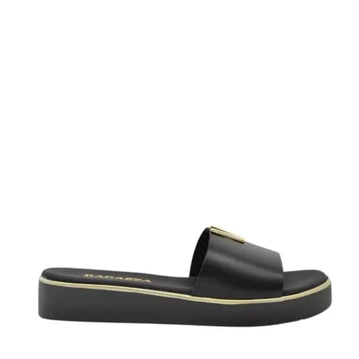 Γυναικείες παντόφλες/flatforms Ragazza 01085 μαύρο δέρμα