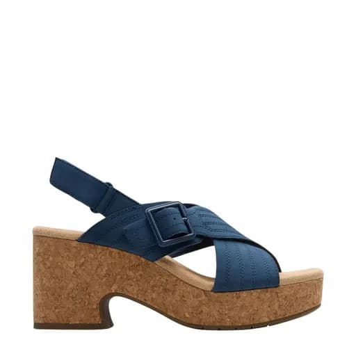 Γυναικεία πέδιλα Clarks Nerisa West 26181793 μπλε δέρμα nubuck