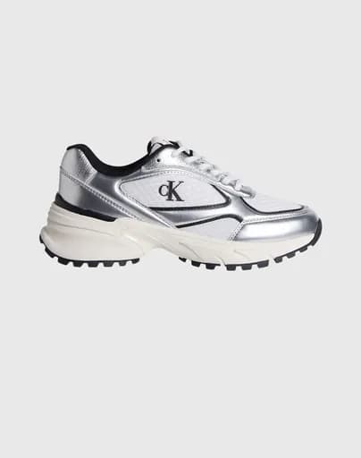 CALVIN KLEIN JEANS HIKE RUNNER LACE UP MESH MIX MET YW0YW02063-0IX MetallicSilver