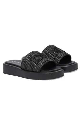 DKNY ΠΑΠΟΥΤΣΙΑ ΠΑΝΤΟΦΛΕΣ ONDARA PLATFORM SL LOGO ΜΑΥΡΟ