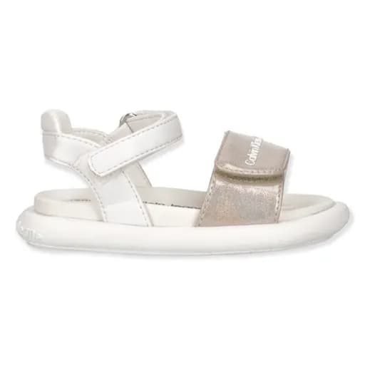 Παιδικά Πέδιλα Calvin Klein Κορίτσι Velcro Sandal T1A2-80202-1377 Μπεζ Λευκό X044 (20-23)