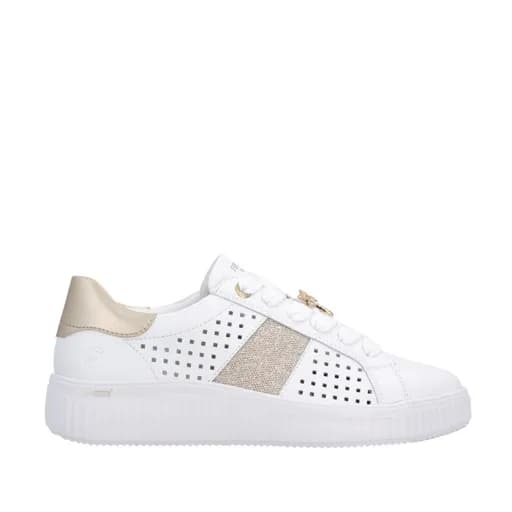 Remonte D3E04-80 Ανατομικό Δερμάτινο Sneaker Λευκό / Χρυσό