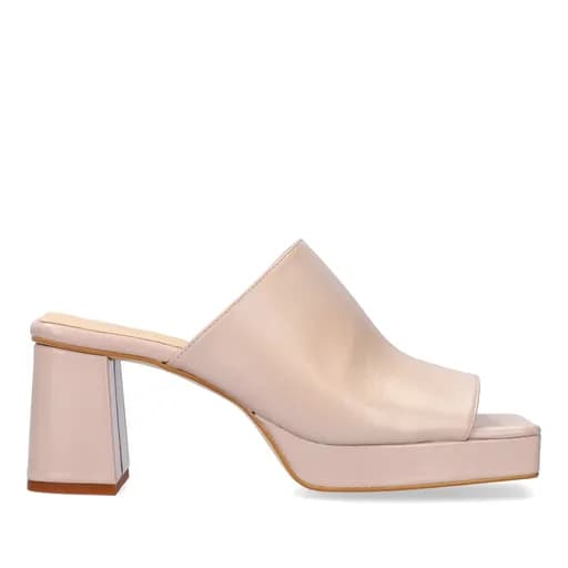 Andres Machado Adara-13 Δερμάτινο Mule Μπεζ Ροζ 8cm