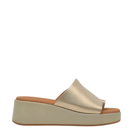 Γυναικείες παντόφλες/flatforms Ragazza 01131 άμμος δέρμα