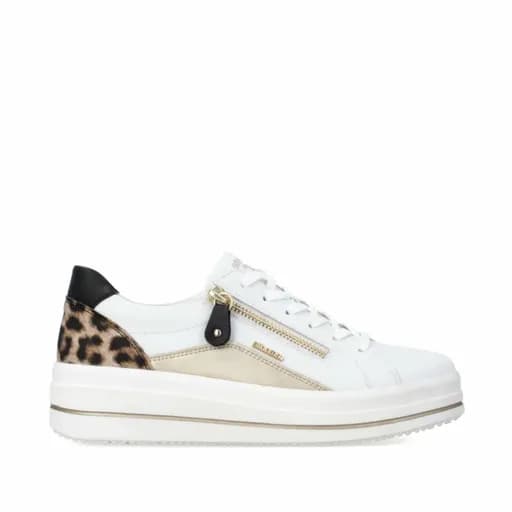 Remonte D1C01-85 Ανατομικό Δερμάτινο Sneaker Λευκό / Λεοπάρ