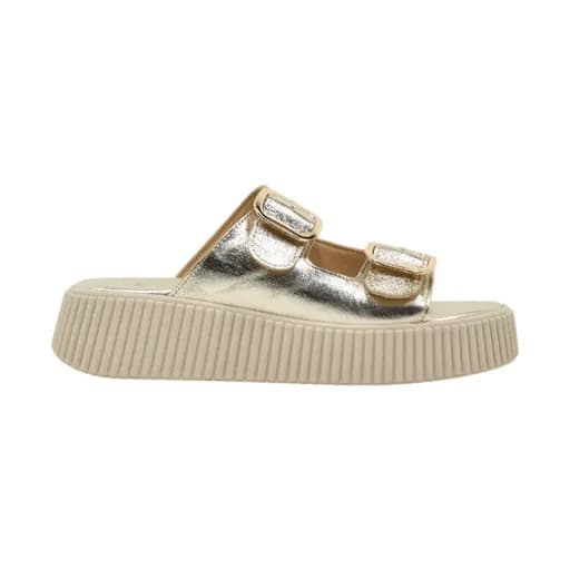 Γυναικείες παντόφλες/flatforms Lady Shoes 419 χρυσό δέρμα