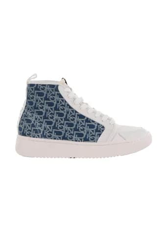 PINKO ΠΑΠΟΥΤΣΙΑ SNEAKERS LIQUIRIZIA HIGH TOP2 DENIM MONOGRAMM ΜΠΕΖ