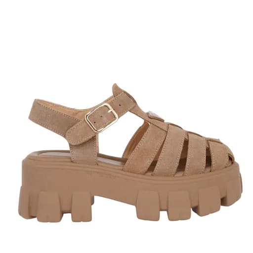 Γυναικεία Δερμάτινα Flatforms Renato Garini RG!XB9609-2 Μπεζ Σκούρο Καστόρι W403R609338Z