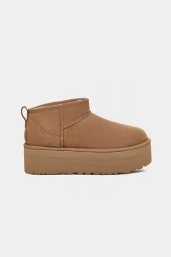 UGG ΠΑΠΟΥΤΣΙΑ ΜΠΟΤΑΚΙA CLASSIC ULTRA MINI PLATFORM LOGO ΤΑΜΠΑ