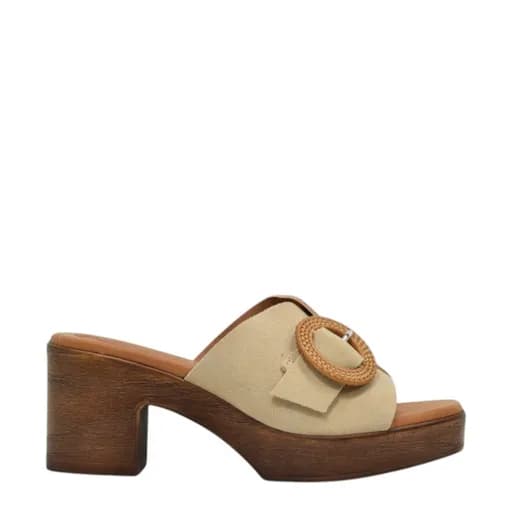 Γυναικεία mules Eva Frutos 5611 μπεζ δέρμα nubuck