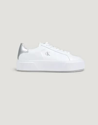 CALVIN KLEIN JEANS FLATFORM LACE UP LTH MET MG YW0YW01929-0LC White