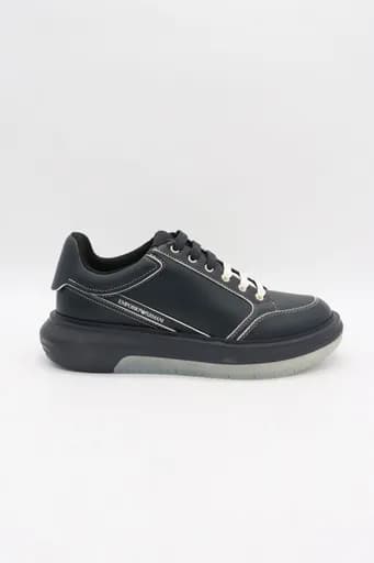 EMPORIO ARMANI ΠΑΠΟΥΤΣΙΑ SNEAKERS LOGO ΜΠΛΕ