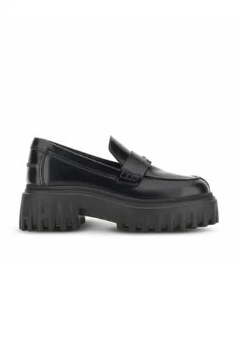 HOGAN ΠΑΠΟΥΤΣΙΑ ΜΟΚΑΣΙΝΙΑ H700 MOCASSINO LOGO ΜΕΤΑΛΛΙΚΟ ΜΑΥΡΟ