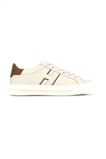 HOGAN ΠΑΠΟΥΤΣΙΑ SNEAKERS H691 ALLACCIATO H ΛΕΥΚΟ-ΚΑΦΕ