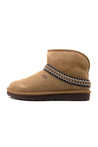 UGG ΠΑΠΟΥΤΣΙΑ ΜΠΟΤΑΚΙΑ W CLASSIC MINI CRESCENT LOGO TAΜΠΑ