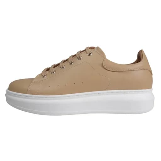 Low-Top Δερμάτινα Sneakers Καφέ Ανοιχτό