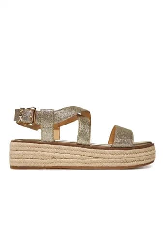MICHAEL KORS ΠΑΠΟΥΤΣΙΑ ΠΕΔΙΛΑ LYNN ESPADRILLE SANDAL GLITTER LOGO ΧΡΥΣΟ