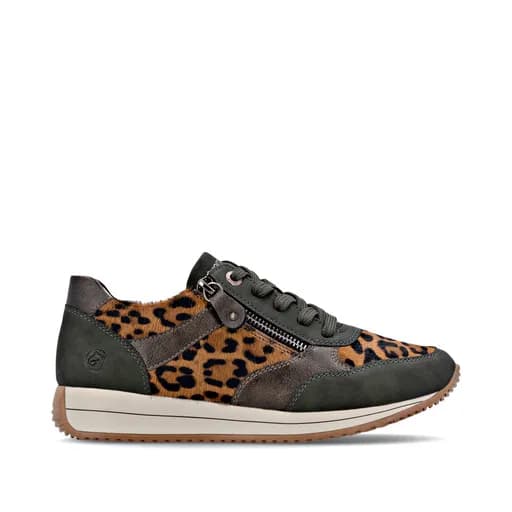 Remonte D0H16-90 Ανατομικό Δερμάτινο Sneaker Χακί Λεοπάρ