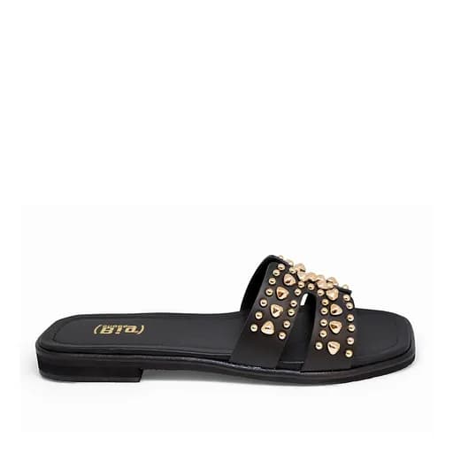 Bigshoes GA0213-01 Δερμάτινη Παντόφλα Μαύρο