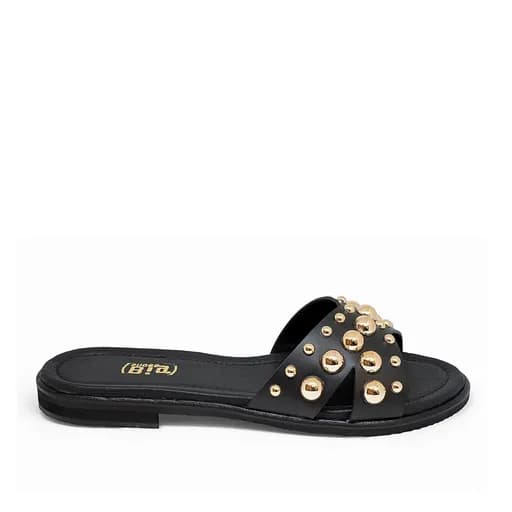 Bigshoes GA0218-01 Δερμάτινη Παντόφλα Μαύρη