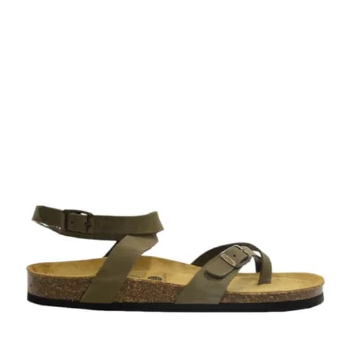 Γυναικεία σανδάλια PLAKTON BANKOG 181204 NOBUCK 2 KAKI λαδί δέρμα nubuck
