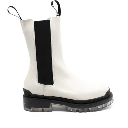 Γυναικεία Δερμάτινα Long Gore Μποτάκια Λευκά Karl Lagerfeld KL41680-011 WHITE