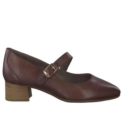 Tamaris 54305-41-305 Ανατομική Δερμάτινη Γόβα Καφέ 4cm