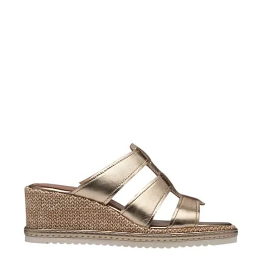 Γυναικείες παντόφλες/flatforms Tamaris 1-27217-44 900 χρυσό δέρμα