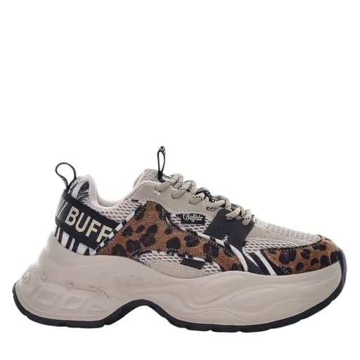 Γυναικεία Yuno Sneakers Μπεζ Buffalo BUF1636751-BEIGE ANIMAL MIX
