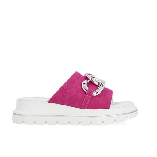 Rieker W1652-31 Ανατομικό Δερμάτινο Πέδιλο Φούξια 4cm
