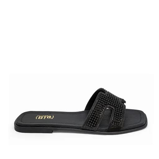 Bigshoes GA0210-01 Δερμάτινη Παντόφλα Μαύρο