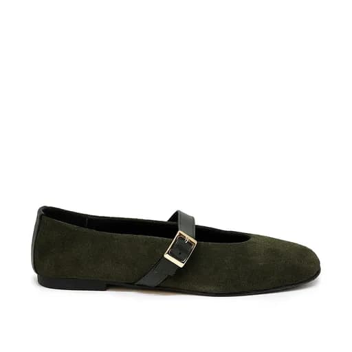 Bigshoes GA1160-19 Δερμάτινη Μπαλαρίνα Πράσινη