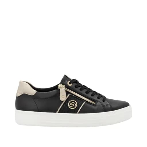 Remonte D0919-03 Ανατομικό Δερμάτινο Sneaker Μαύρο