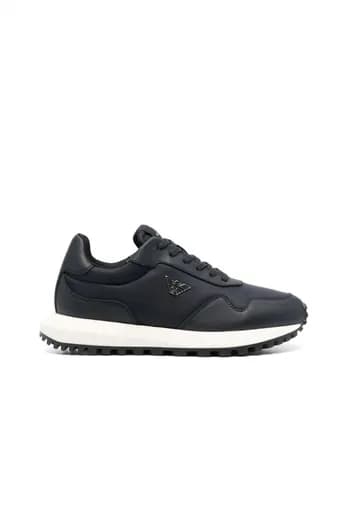 EMPORIO ARMANI ΠΑΠΟΥΤΣΙΑ SNEAKERS LOGO ΜΠΛΕ