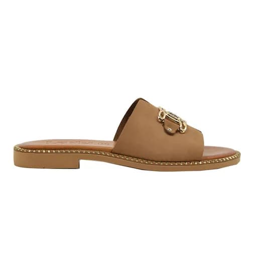 Γυναικείες παντόφλες Lady Shoes 103/03 ταμπά δέρμα nubuk