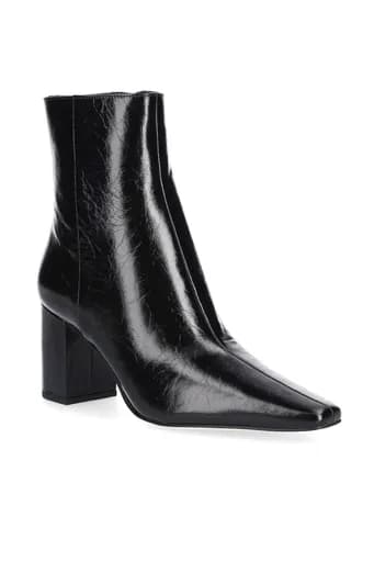 MICHAEL KORS ΠΑΠΟΥΤΣΙΑ ΜΠΟΤΑΚΙΑ ELISE BOOTIE ΓΥΑΛΙΣΤΕΡΟ ΔΕΡΜΑ ΦΕΡΜΟΥΑΡ LOGO ΜΑΥΡΟ