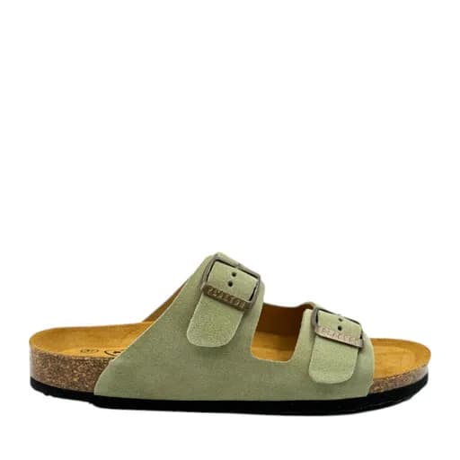 Γυναικείες παντόφλες PLAKTON BETA 180010 MINT πράσινο δέρμα nubuck