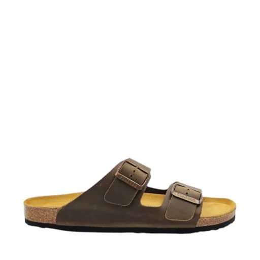 Ανδρικές παντόφλες PLAKTON BARNA 175857 KAKI λαδί δέρμα nubuck